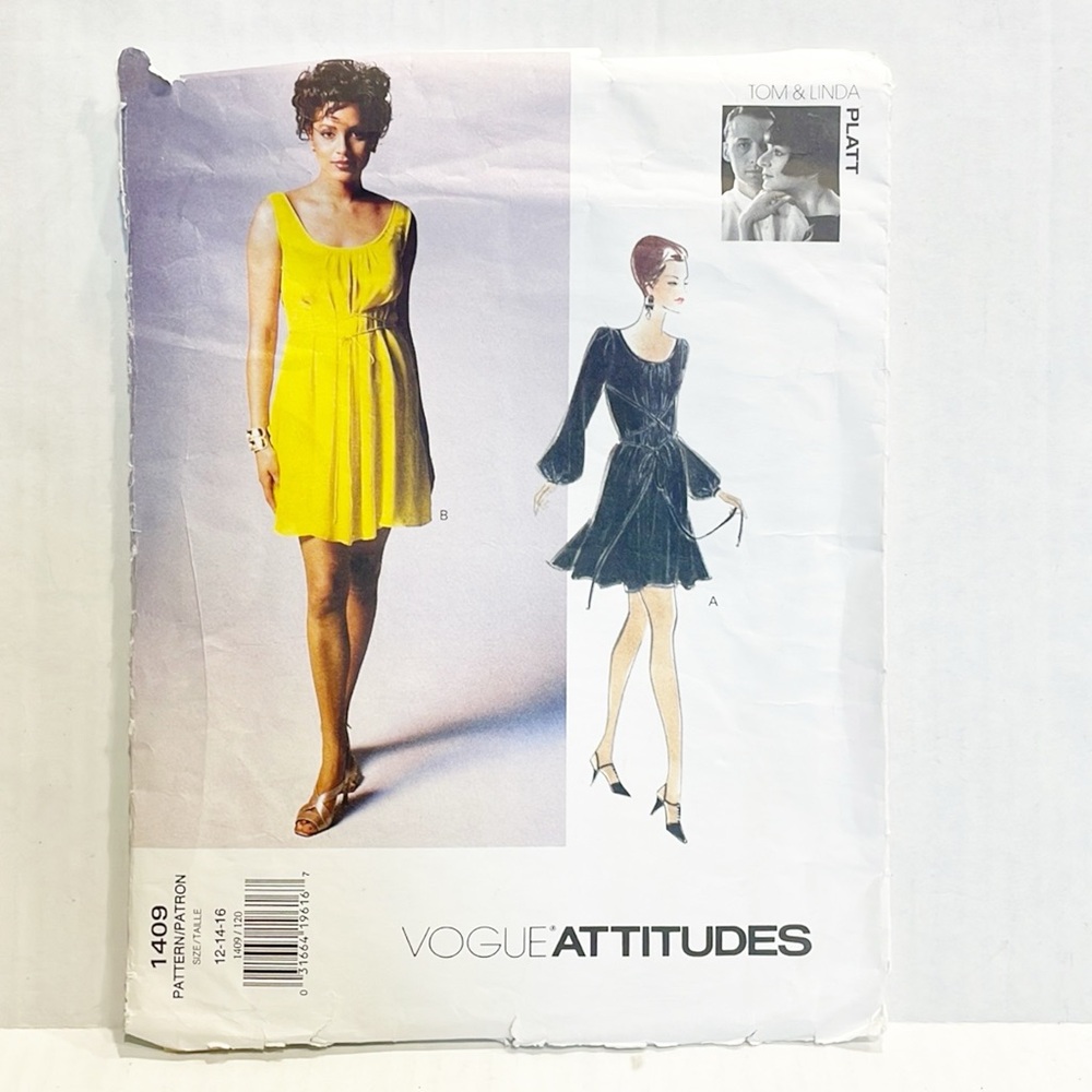 Vogue Sewing Pattern 1409 Vtg 90s Misses Dress Tom Linda Platt Sz 12-16 Uncut